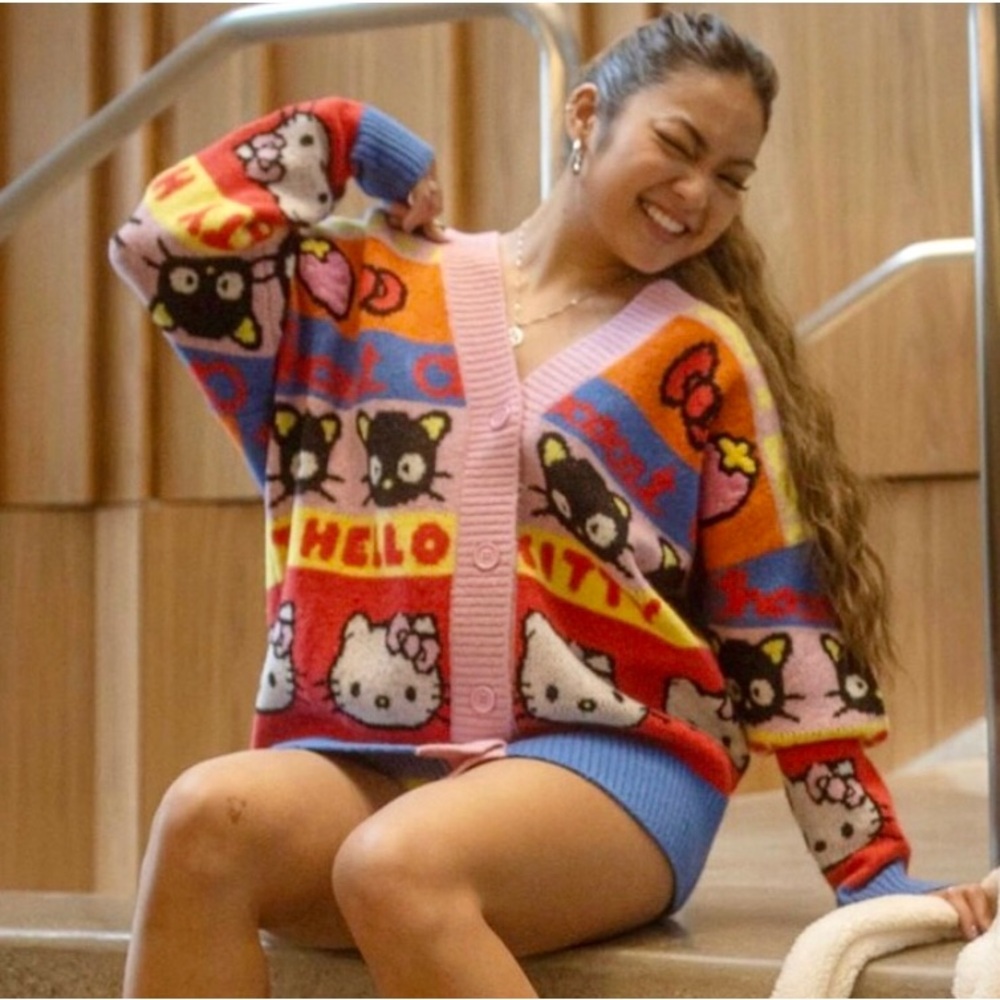 🆕 FOREVER 21 x HELLO KITTY & Friends Color Block Cardigan Sweater